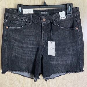 Judy Blue Los Angeles Black Raw Hem Denim Jean Shorts Plus Sz 1XL JB1594 New